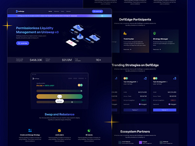 Landing page design for crypto liquidity management portal. 💹 crypto dribbble illustration illustrator landingpage liquidity managment money muzli strategy tvl vector web3