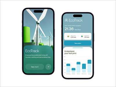 EcoTrack - iOS Carbon footprint tracking app app design carbon footprint tracker design design concept environmental impact figma follow me futuristic design green living interaction design mobile design product design sustainability app ui ui design uiux freelancer user experience ux ux design wireframing