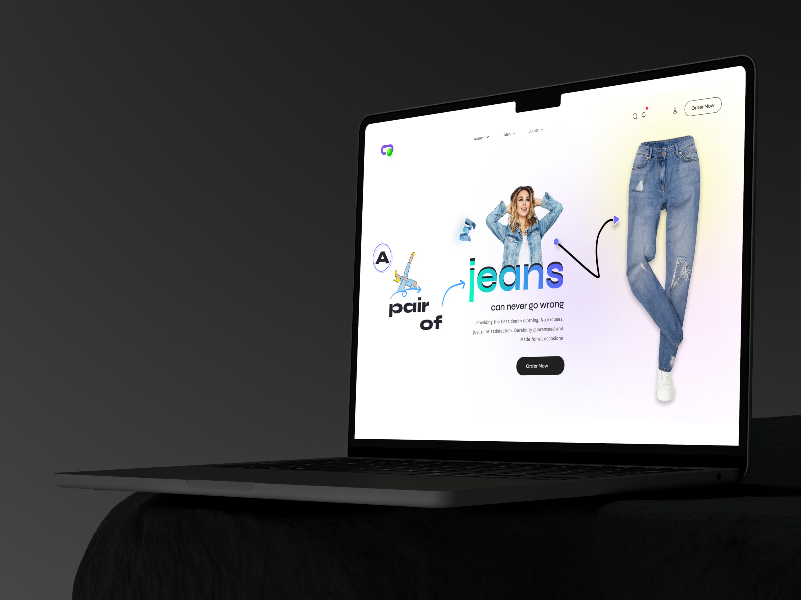 Denim_Jeans Web Header animation branding clean website clothes creative denim ecommerce design fashion hero illustration jeans website layout men modern motion graphics shopify typography web design whitespace women