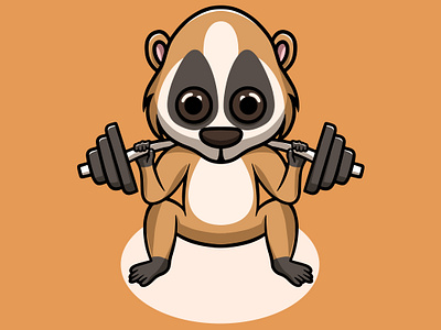 Cute Slow Loris Workout Illustration branding fitness addict graphic design ui