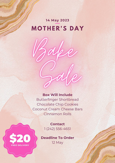 Mother's Day Bake Sale graphic design illustration