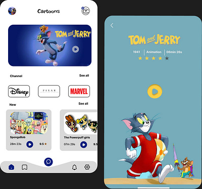 Cartoons app 😺 cartoons design figma tomandjerry