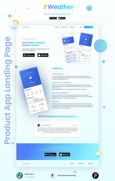 Product App Landing Page (Weather App) figma ui ui design user experience