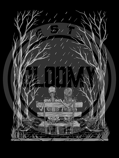 Till the End art branding dark art death design enternity gloomy illustration love rain skeleton