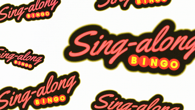 Sing-along Bingo - Event Branding badge design bar bingo denver design event event branding graphic art graphic design lgbtqia logo night club sing along stickers typography