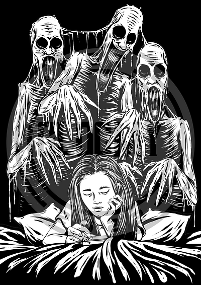 Behind You art branding dark art design gloomy horror illustration monster