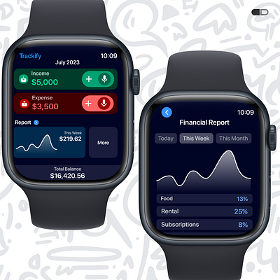 Expense tracker app for smartwatches apple design product design ui ux watchos