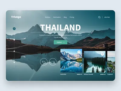 Trivego- Travel landing page adventure destination explore landing page minimal design simple website tourism travel travel website trip uiux user interface vacation web design web ui website