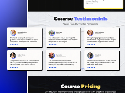 Course Testimonials - UX Landing Page figma graphic design landing page testimonials ui ui design uiux