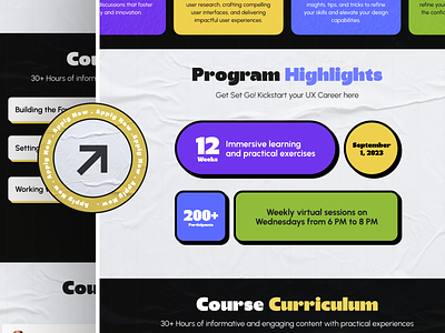 Program highlights - UX Landing Page course features figma graphic design highlights landing page ui ui design uiux ux