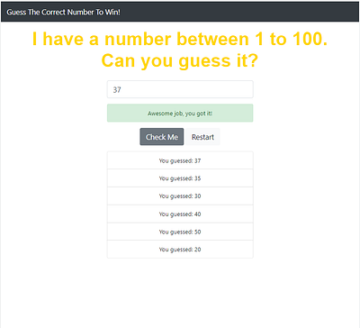 Number Guessing Game game javascript