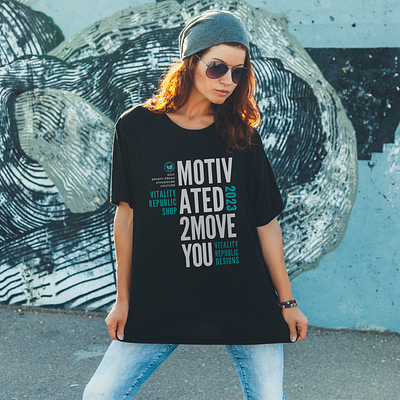 Vitality Republic Shop - Motivated to Move You - Graphic Tee apparel design apparel logo branding design e commerce shop apparel slogan graphic apparel graphic design logo typography