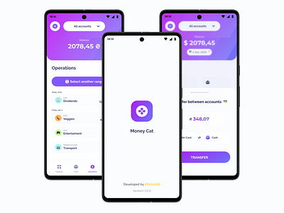 MoneyCat: Finance Tracker Mobile Application android app app design etnocode expense tracker finance ios mobile mobile app mobile application mobile design tracker transactions ui ux