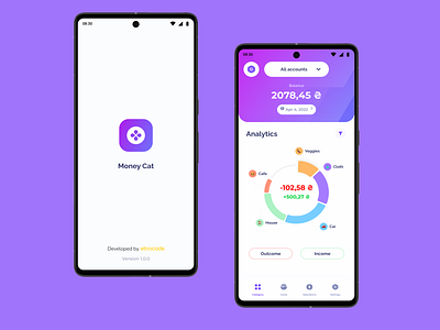 MoneyCat Finance Tracker Android App android app design etnocode finance finance tracker ios mobile mobile app mobile application statistic stats tracker transactions ui ux