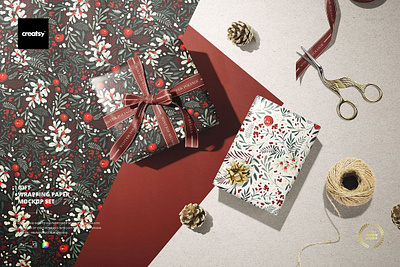 Wrapping Paper Mockup Set paper