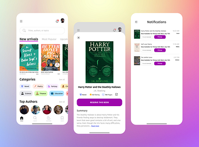 Book Library Mobile App app book store design ui ux