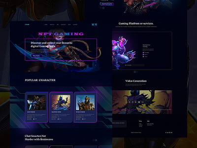 NFT Gaming Landing Page Design app apps design game gaming case study gaming design gaming nft gaming page gaming ux design gaming website gmaing landing page illustration landing page marketplace nft nfts online game ui ux web website