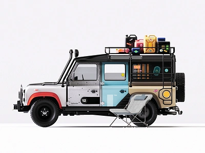 Land Rover Defender 3d b3d blender blender3d branding c4d car cinema4d colors defender design illustration logo paint product render set style tarka ui