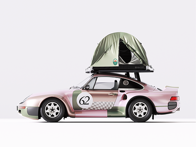 Porsche 959 'Mobile Home' 3d b3d blender blender3d branding c4d car cinema4d colors design illustration logo porsche render set sport style tarka tech ui