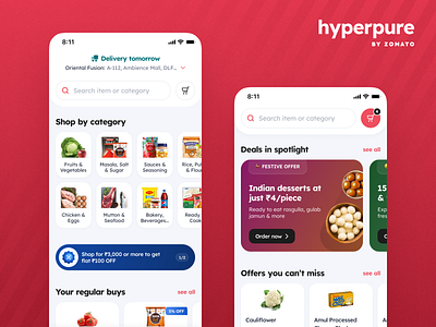 Hyperpure by Zomato animation app design grocery delivery marketplace motion graphics restaurant delivery shopping ui ui ux ui design