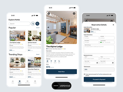 Booking flow for an Hotel Reservation App app booking flow home listing hotel reservation hotel ui properties properties listings ui user interface ux