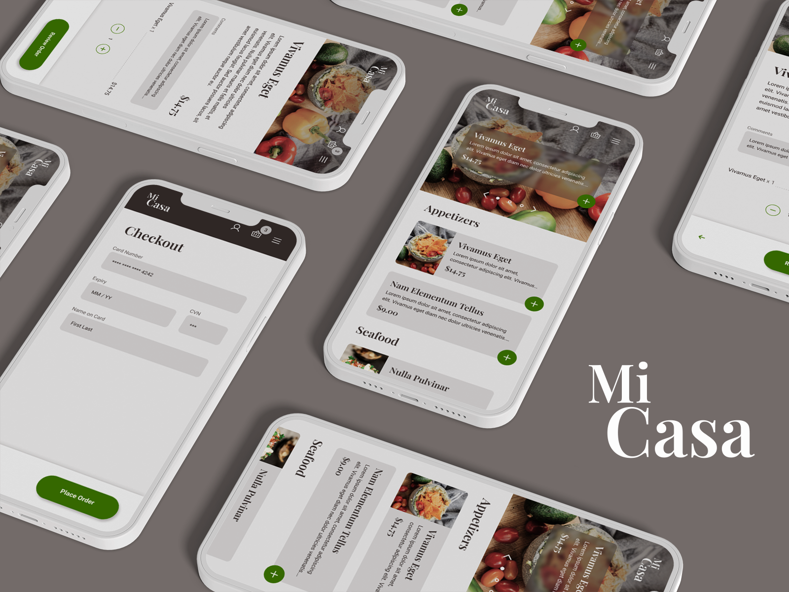 High-fidelity designs for a restaurant order app - Mi Casa (v2) chocolate cocoa design high fidelity lime mexican restaurant restaurant restaurant app restaurant order restaurant order app ui ui design