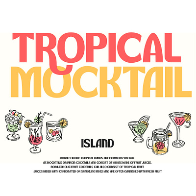 Tropical Mocktail branding cover design drinking font graphic design juice logo logotype magazine mocktail poster restaurant sans serif seafood summer tropical type type design typography