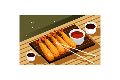Tempura Japanese Food Illustration cooking