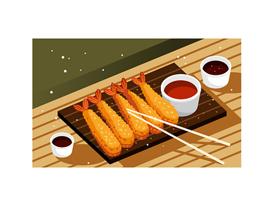 Tempura Japanese Food Illustration cooking