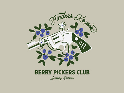 Finders Keepers Berry Pickers Club - .38 badge berry berry picking blueberries blueberry design graphic design gun illustration t shirt vector