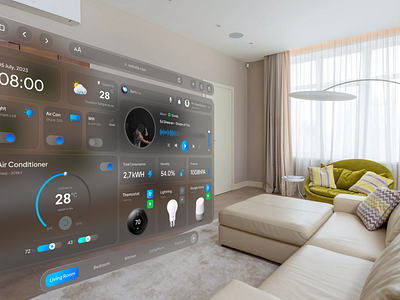 Smart Home App Spatial UI Concept app apple vision augmented reality clean dashboard design smart app smart home smart home app smarthome spatial concept spatial design ui virtual reality vision os vision pro