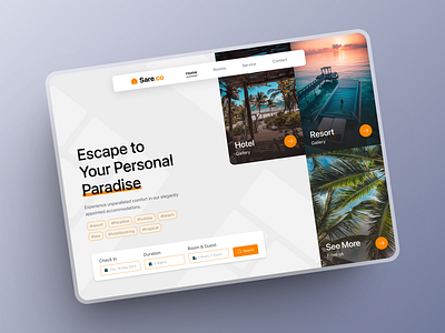 Sare.co - Hotel Booking Landing Page 🏨 adventure bali booking dashboard design holiday hotel hotel booking journey landing page ui ux vacation