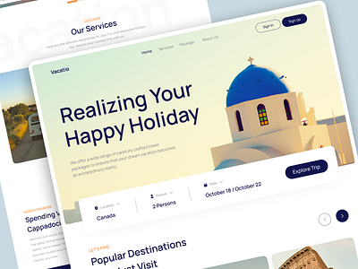 Vacatio - Travel Landing Page app booking branding clean design destination holiday landing page travel travel app travelling ui ux vacation web website