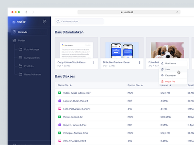 Storage Manager Dashboard action blue clean cloud dashboard design download extension file folder icon interface management manager minimal simple storage thumbnail ui upload