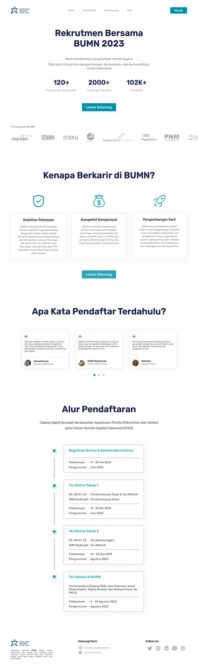 Rekrutmen BUMN Landing Page Design Exploration W/O ET's Face 😬 design exploration ui website design