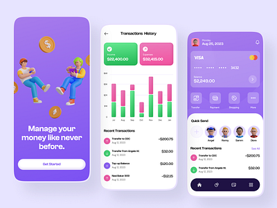 Finance Application Mobile Design 3d application clean colorful finance management mobile modern money playful ui