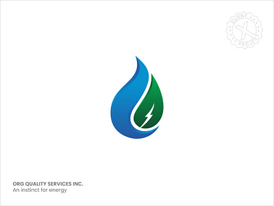 Org Quality Services Inc. | Energy Logo | Leaf Logo | Water Drop branding corporate logo green harmony logo logo design minimal modern