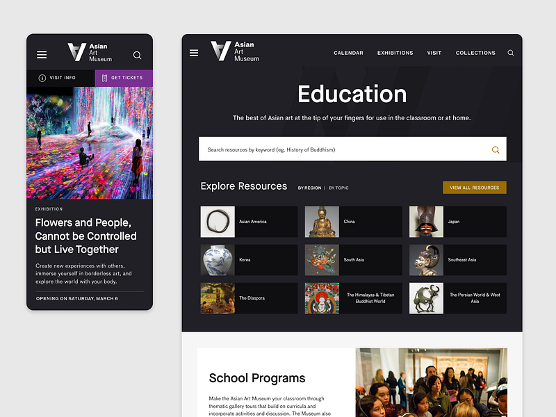 Asian Art Museum website art museum calendar design events museum museum website responsive ui ux web web design website