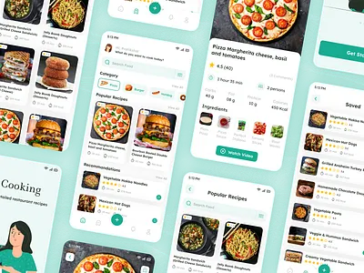 Cooking Recipes App app app design cooking app cooking recipes mobile app design graphic design illustration mobile app recipes app ui ux video app
