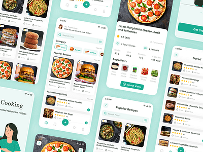 Cooking Recipes App app app design cooking app cooking recipes mobile app design graphic design illustration mobile app recipes app ui ux video app