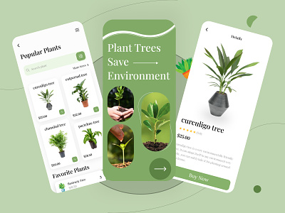 Plant App UI Design - Mobile Design app design app ui mobile app natural plant app plant app design plant design plant ui tree