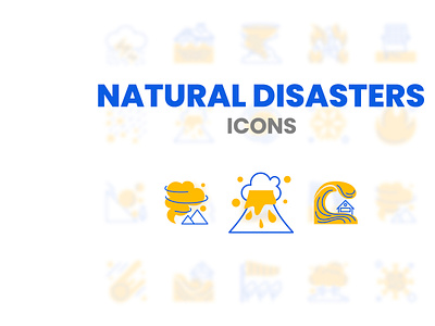 Insurance icon collection - natural disasters design disaster flood icons natural tsunami