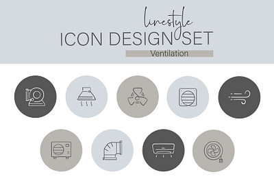 Linestyle Icon Design Set Ventilation air conditioning