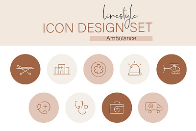 Linestyle Icon Design Set Ambulance rescue