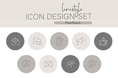 Linestyle Icon Design Set Feedback customer