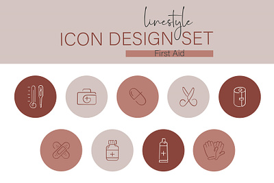 Linestyle Icon Design Set First Aid urgency