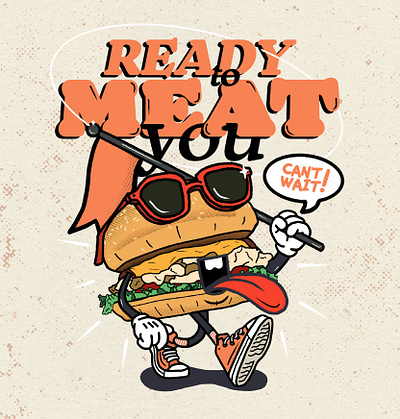 Ready to Meat You branding cartoon design drawing graphic graphic design illustration lettering typography vector