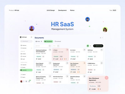 HR SaaS for effective employee management case study document management hr hr platform landing page light theme presentation saas ui ux web web design