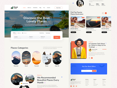 Travel Landing Page adventure destination explore hero section homepage journey landing page tourism traveeling travel travel agency travel landing travel web traveller trip ui uiux ux web design website