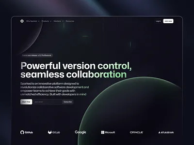 Dev landing page concept clean dark dark ui design development hero interface landing page minimal software tech ui ui design ux ux design web web design webpage website